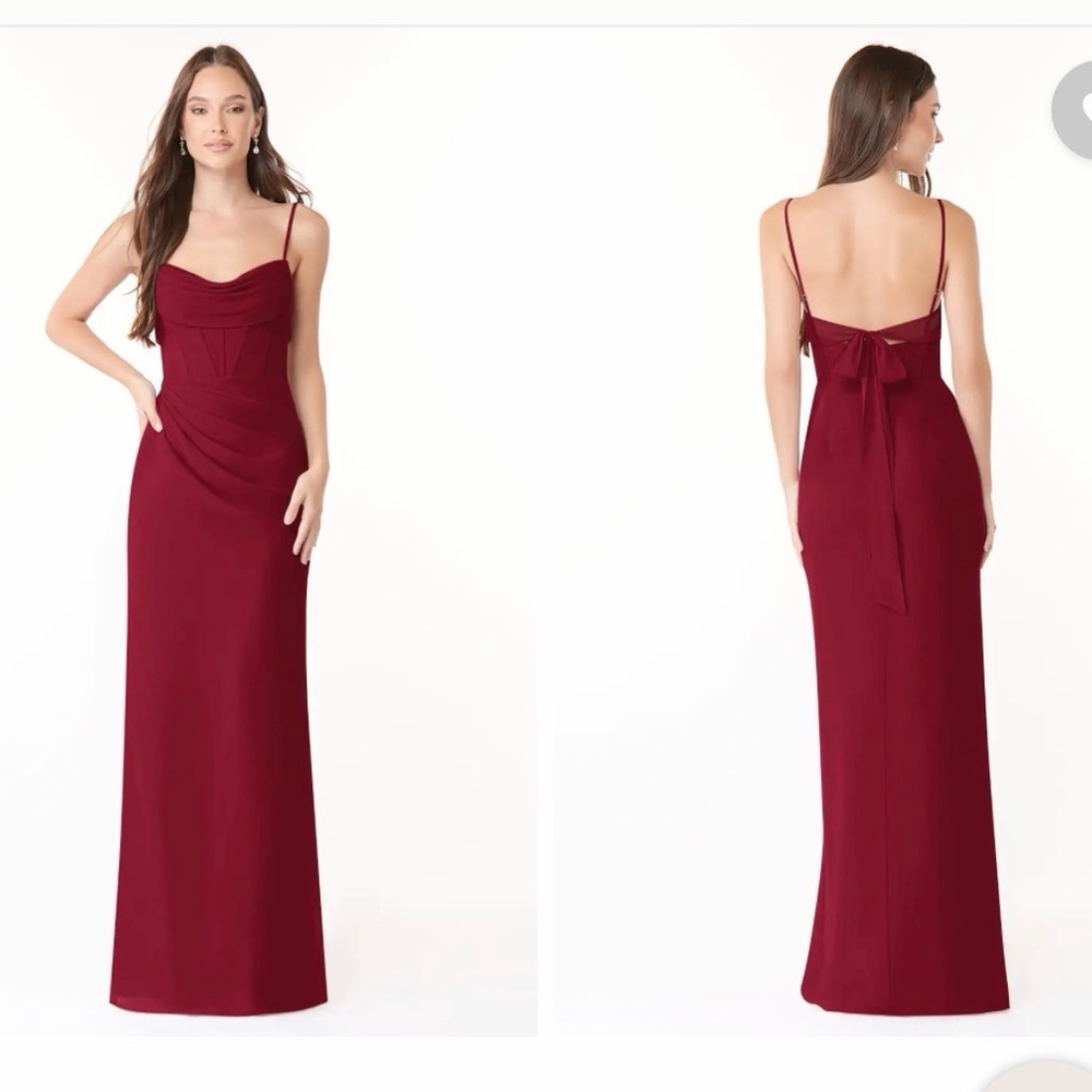 Azazie Burgundy Backless Dress